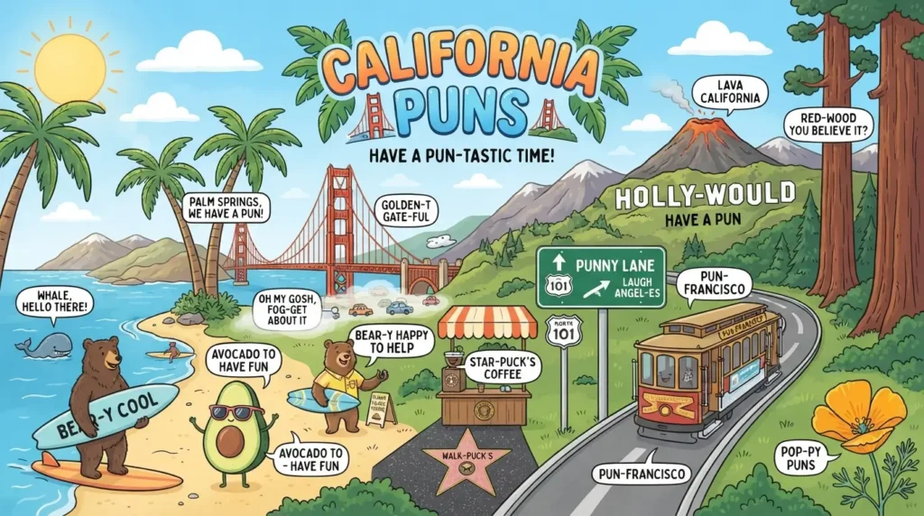 california puns